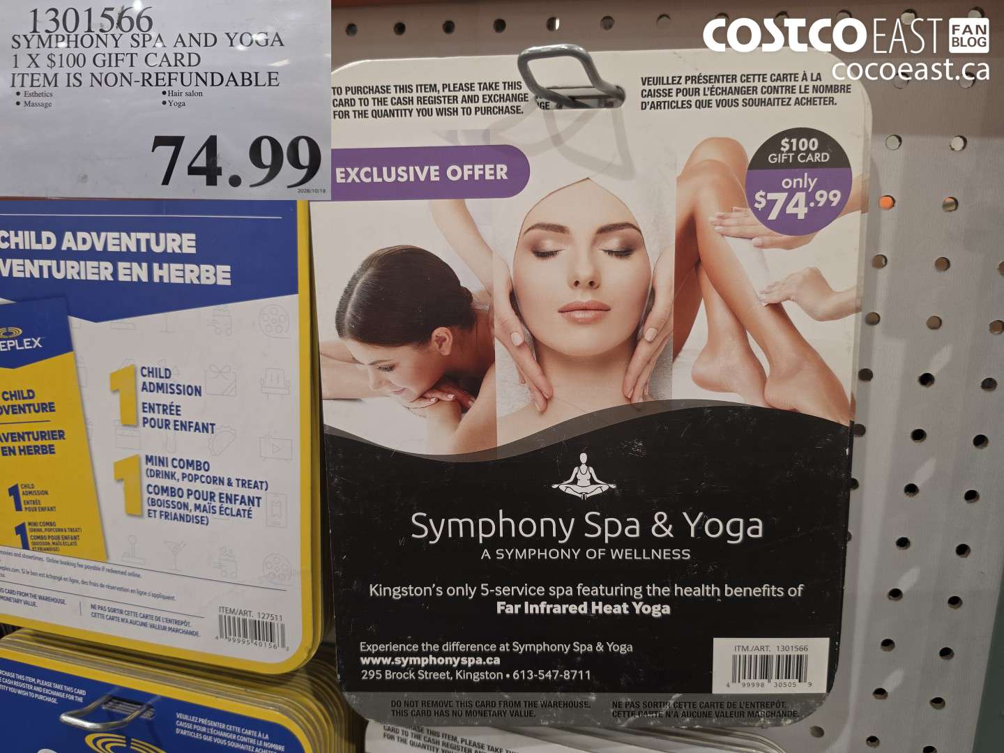 1301566 SYMPHONY SPA AND YOGA 1 X $100 GIFT CARD ITEM IS NON-REFUNDABLE $74.99