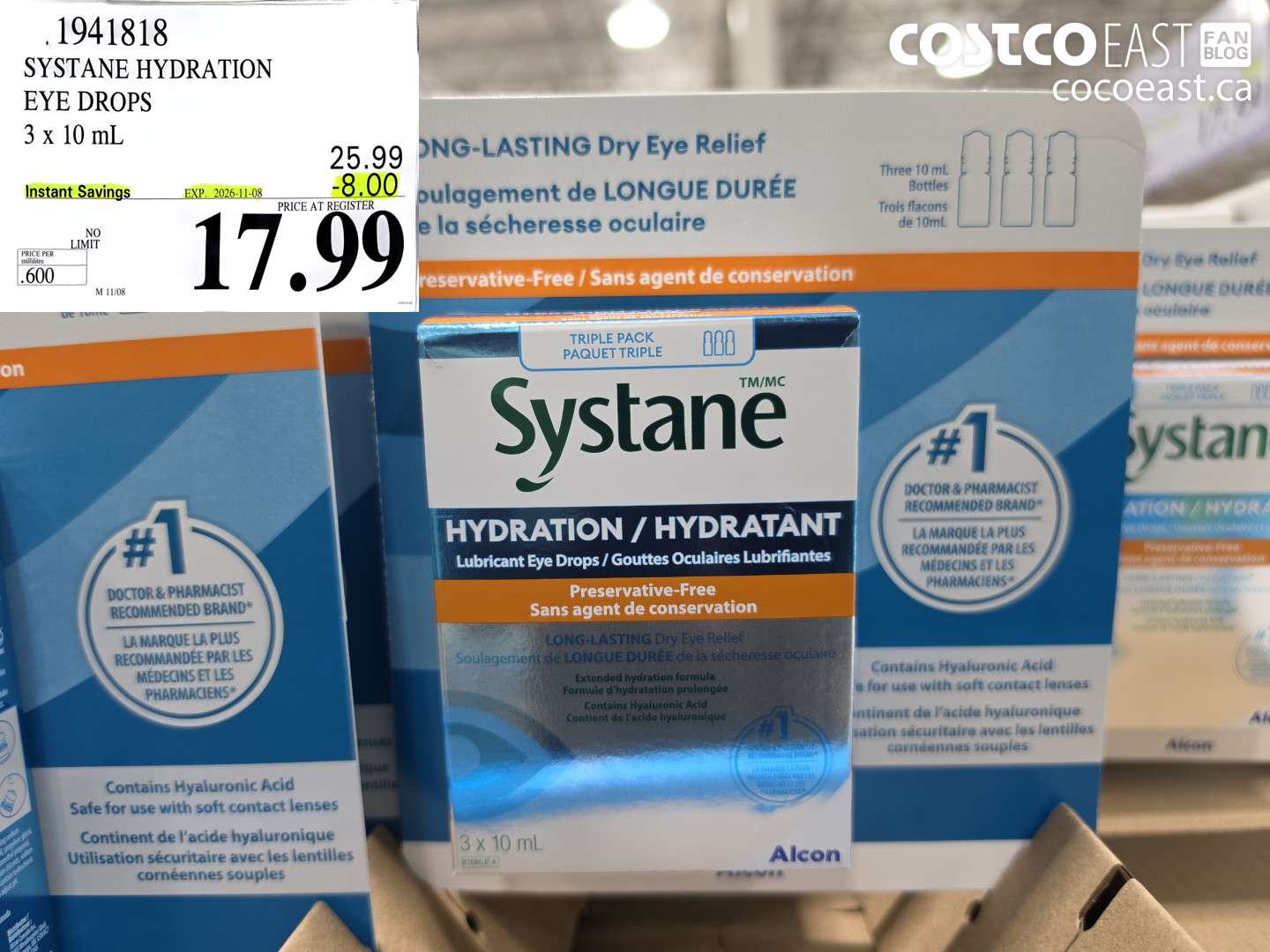 1941818 SYSTANE HYDRATION EYE DROPS 3 X 10 ML ($8.00 INSTANT SAVINGS EXPIRES ON 2026-11-08) $17.99