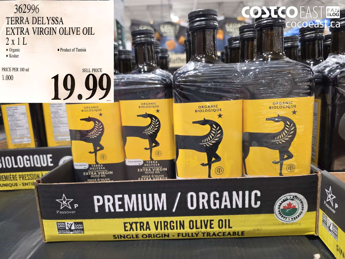 362996 TERRA DELYSSA EXTRA VIRGIN OLIVE OIL 2 X 1 L $19.99