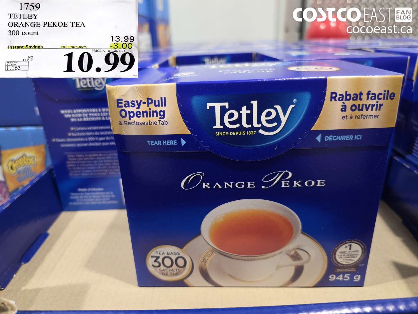 1759 TETLEY ORANGE PEKOE TEA 300 COUNT ($3.00 INSTANT SAVINGS EXPIRES ON 2026-10-25) $10.99