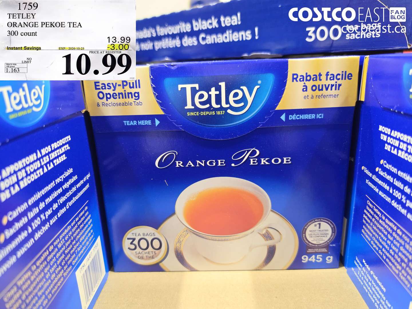 1759 TETLEY ORANGE PEKOE TEA 300 COUNT ($3.00 INSTANT SAVINGS EXPIRES ON 2026-10-25) $10.99