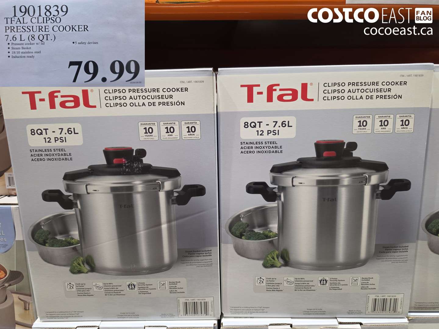 1901839 TFAL CLIPSO PRESSURE COOKER 7.6 L (8 QT.) $79.99