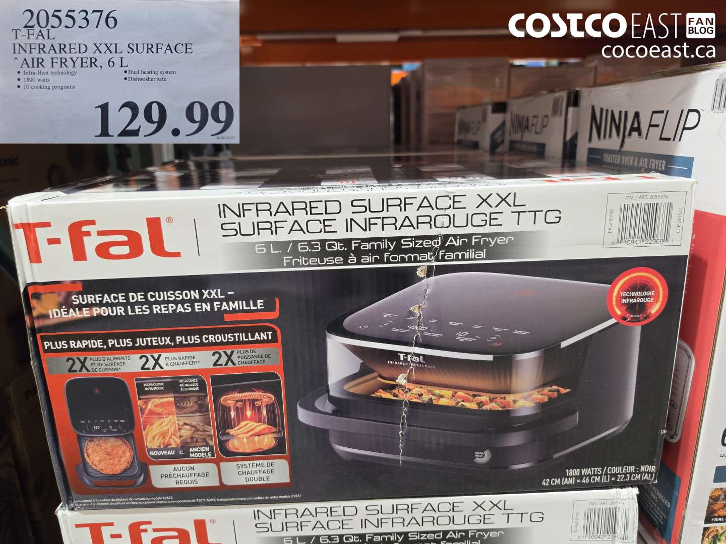 2055376 T-FAL INFRARED XXL SURFACE AIR FRYER, 6 L $129.99