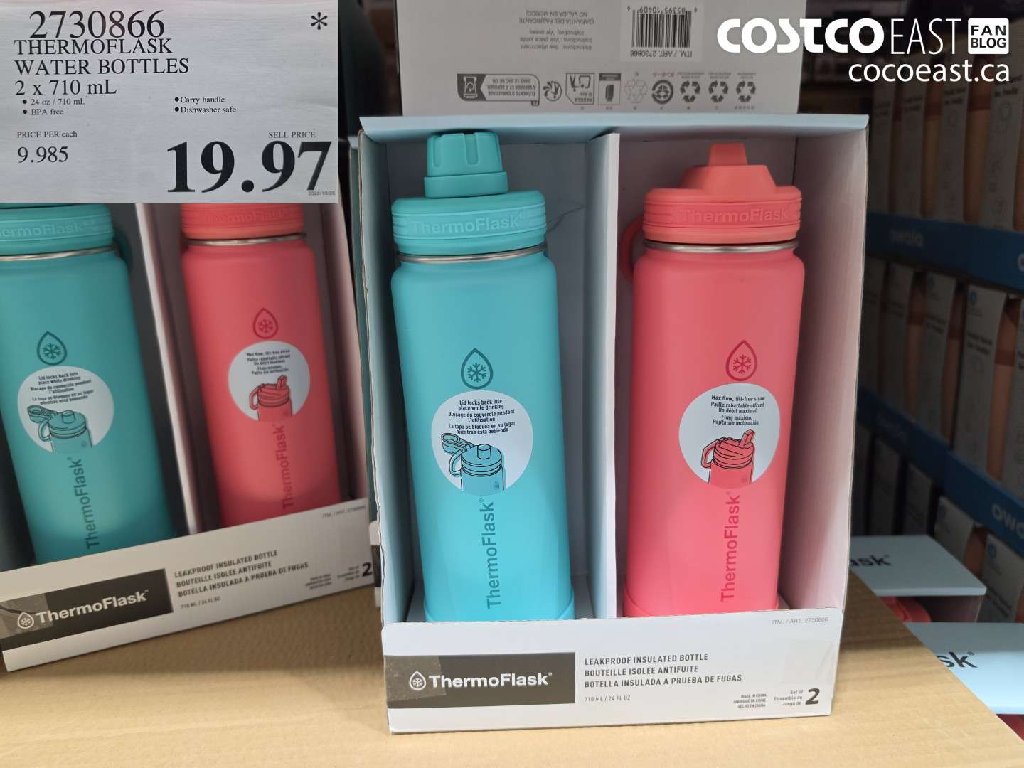 2730866 THERMOFLASK WATER BOTTLES 2 X 710 ML $19.97