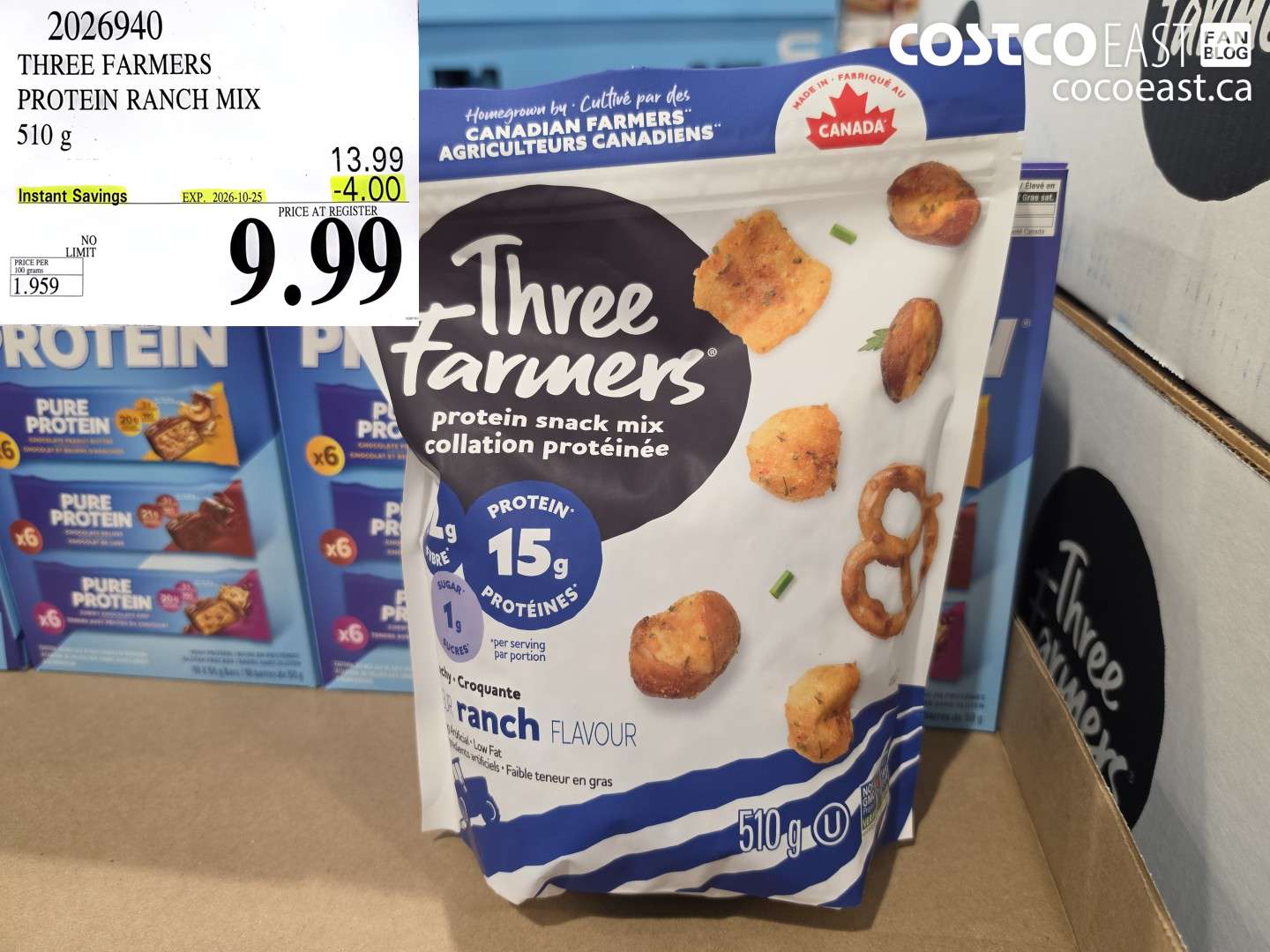 2026940 THREE FARMERS PROTEIN RANCH MIX 510 G ($4.00 INSTANT SAVINGS EXPIRES ON 2026-10-25) $9.99