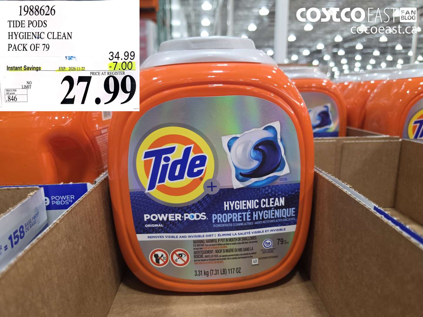 1988626 TIDE PODS HYGIENIC CLEAN PACK OF 79 ($7.00 INSTANT SAVINGS EXPIRES ON 2026-11-22) $27.99