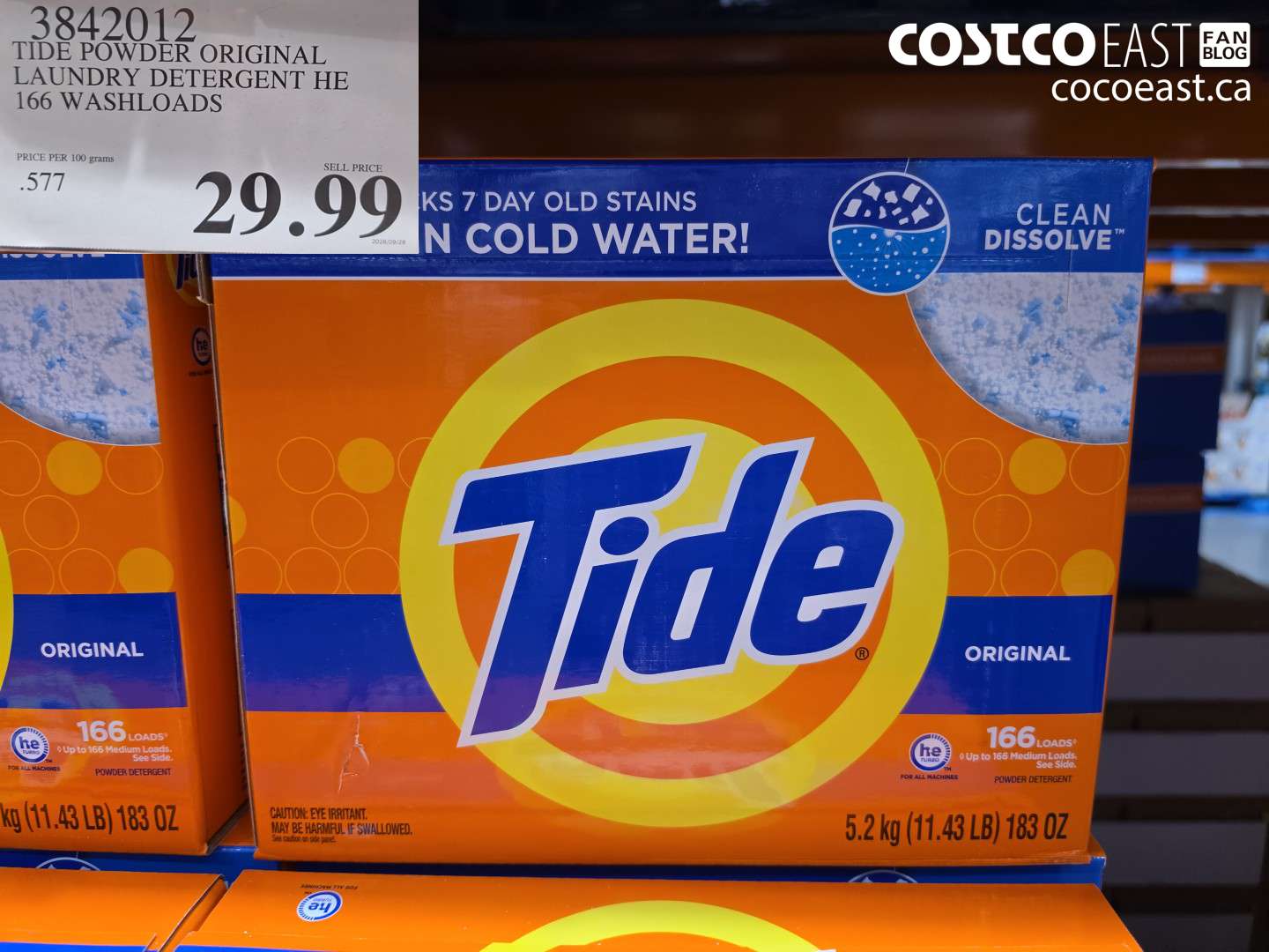 3842012 TIDE POWDER ORIGINAL LAUNDRY DETERGENT HE 166 WASHLOADS $29.99