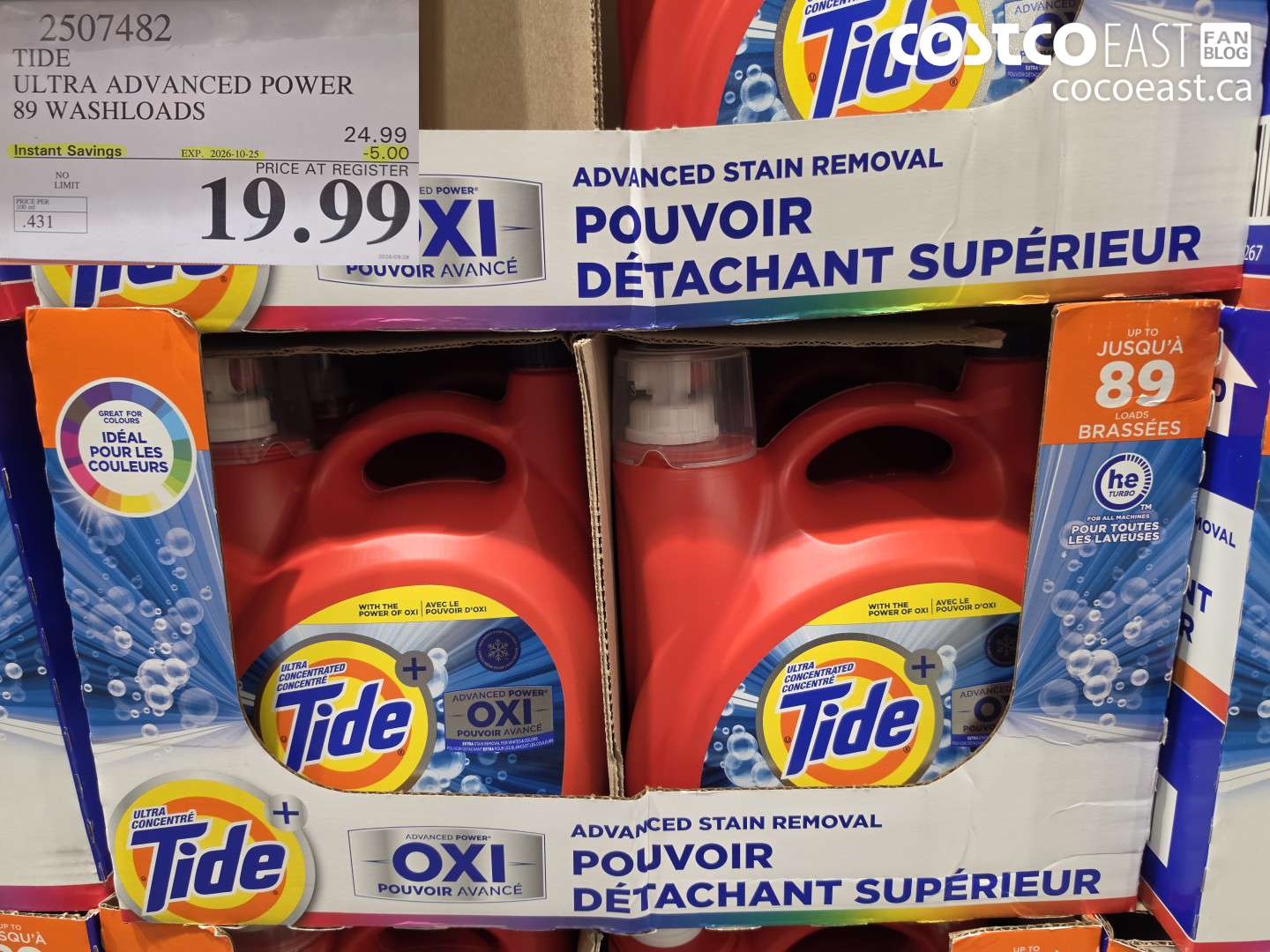 2507482 TIDE ULTRA ADVANCED POWER 89 WASHLOADS ($5.00 INSTANT SAVINGS EXPIRES ON 2026-10-25) $19.99