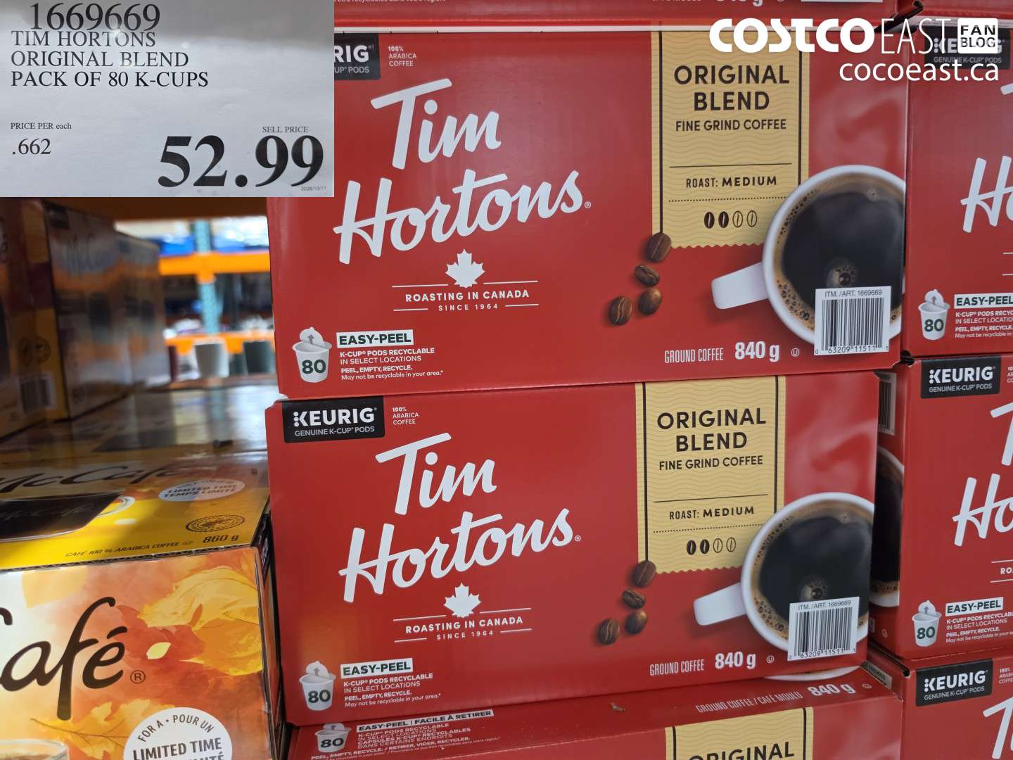 1669669 TIM HORTONS ORIGINAL BLEND PACK OF 80 K-CUPS $52.99