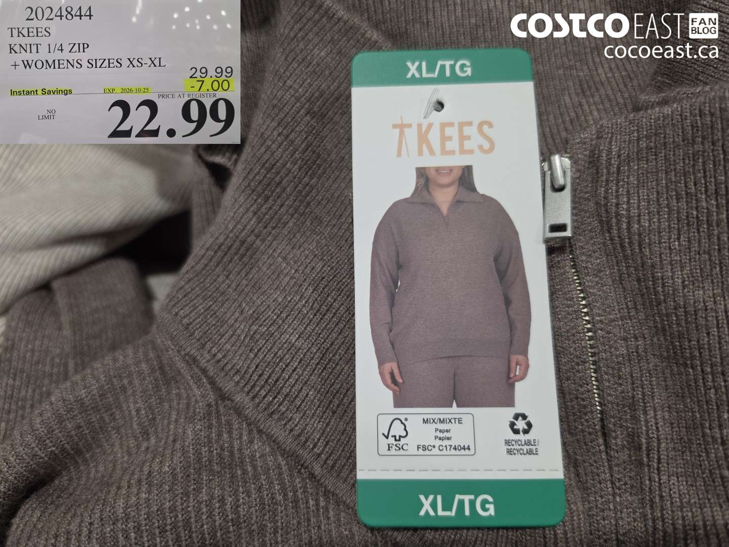 2024844 TKEES KNIT 1/4 ZIP WOMENS SIZES XS-XL ($7.00 INSTANT SAVINGS EXPIRES ON 2026-10-25) $22.99