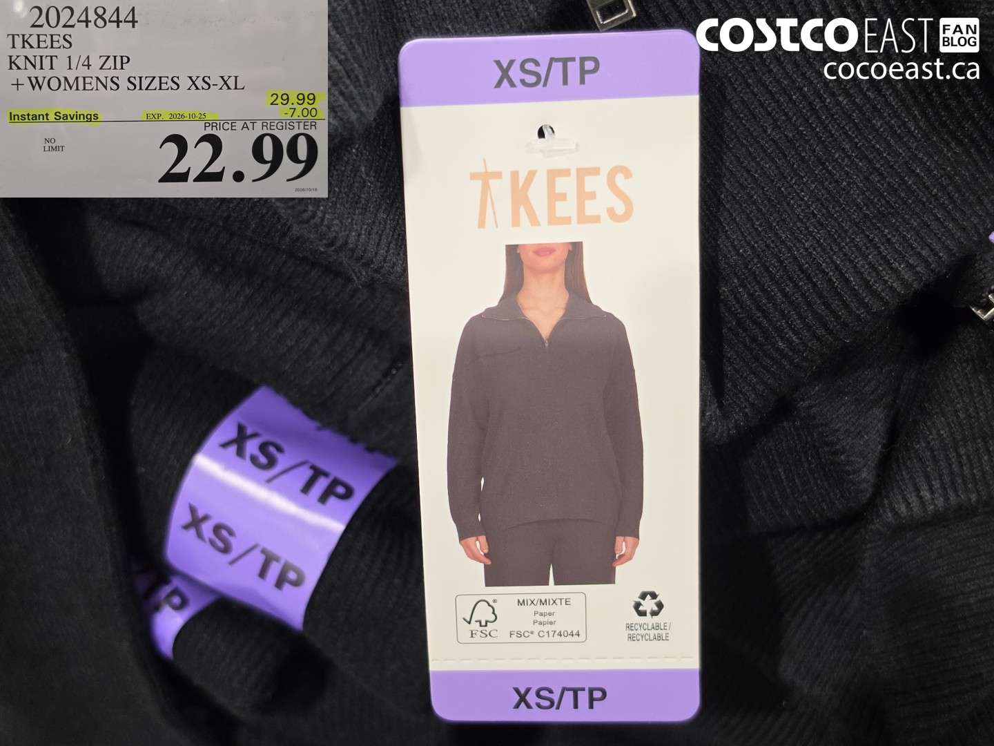 2024844 TKEES KNIT 1/4 ZIP WOMENS SIZES XS-XL ($7.00 INSTANT SAVINGS EXPIRES ON 2026-10-25) $22.99