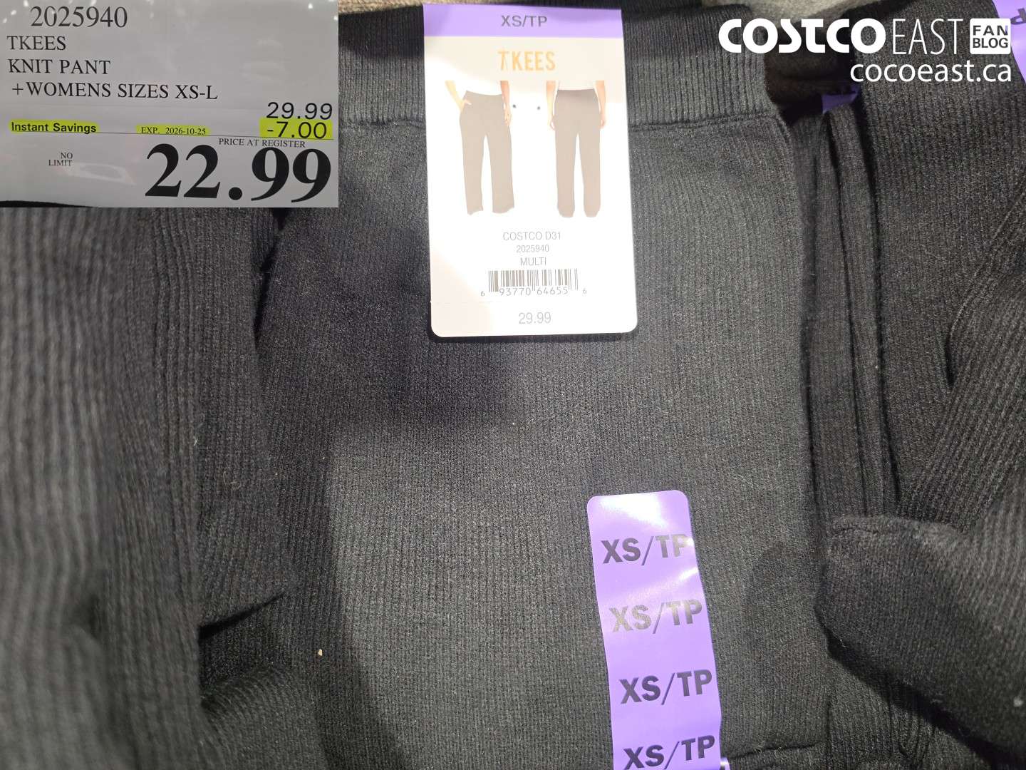 2025940 TKEES KNIT PANT WOMENS SIZES XS-L ($7.00 INSTANT SAVINGS EXPIRES ON 2026-10-25) $22.99