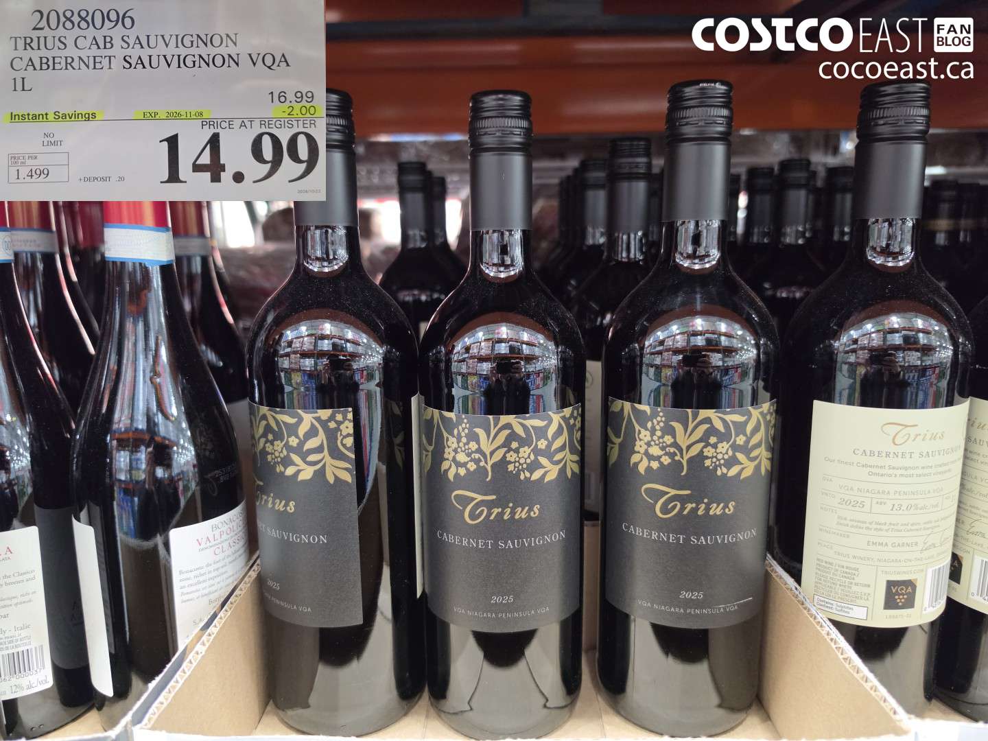 2088096 TRIUS CAB SAUVIGNON CABERNET SAUVIGNON VQA 1L ($2.00 INSTANT SAVINGS EXPIRES ON 2026-11-08) $14.99