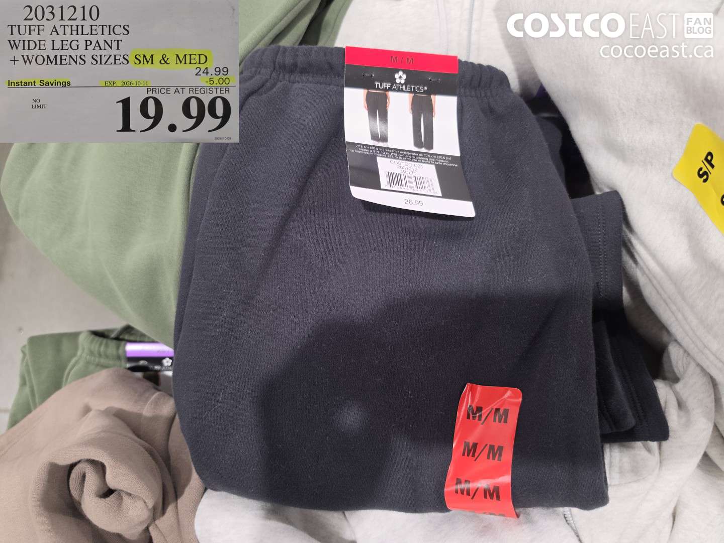 2031210 TUFF ATHLETICS WIDE LEG PANT + WOMENS SIZES SM & MED ($5.00 INSTANT SAVINGS EXPIRES ON 2026-10-11) $19.99