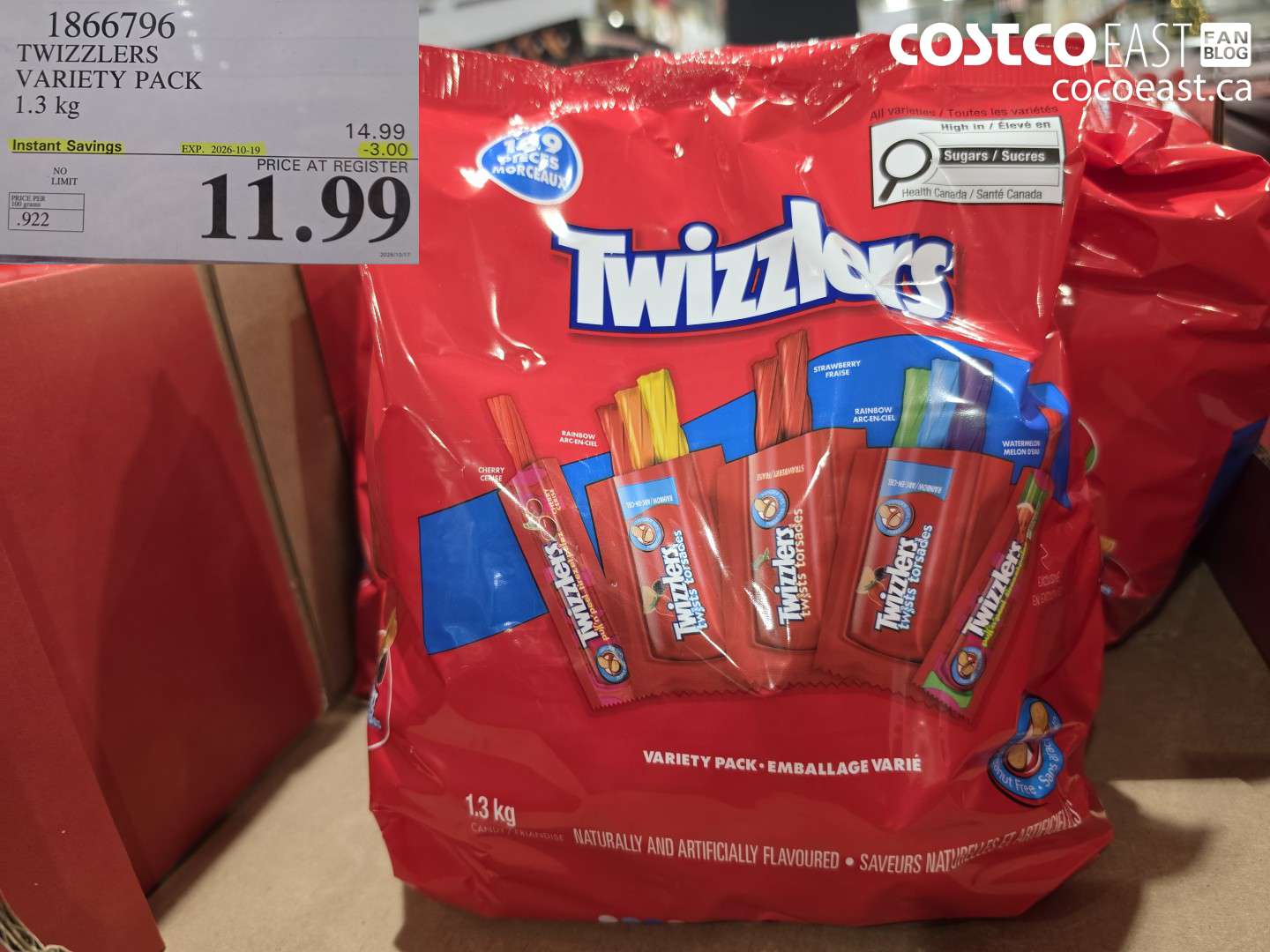1866796 TWIZZLERS VARIETY PACK 1.3 KG ($3.00 INSTANT SAVINGS EXPIRES ON 2026-10-19) $11.99