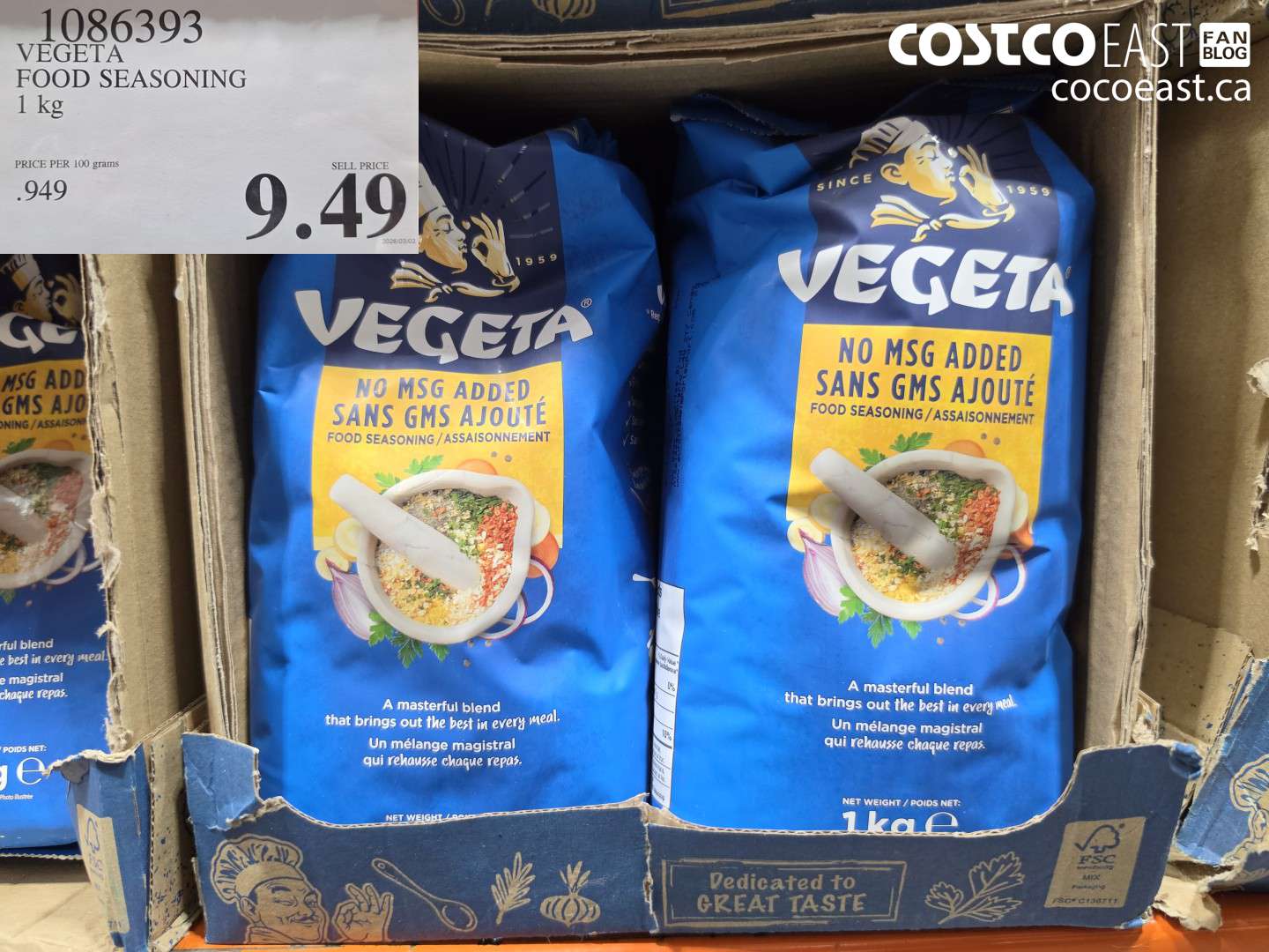 1086393 VEGETA FOOD SEASONING 1 KG $9.49