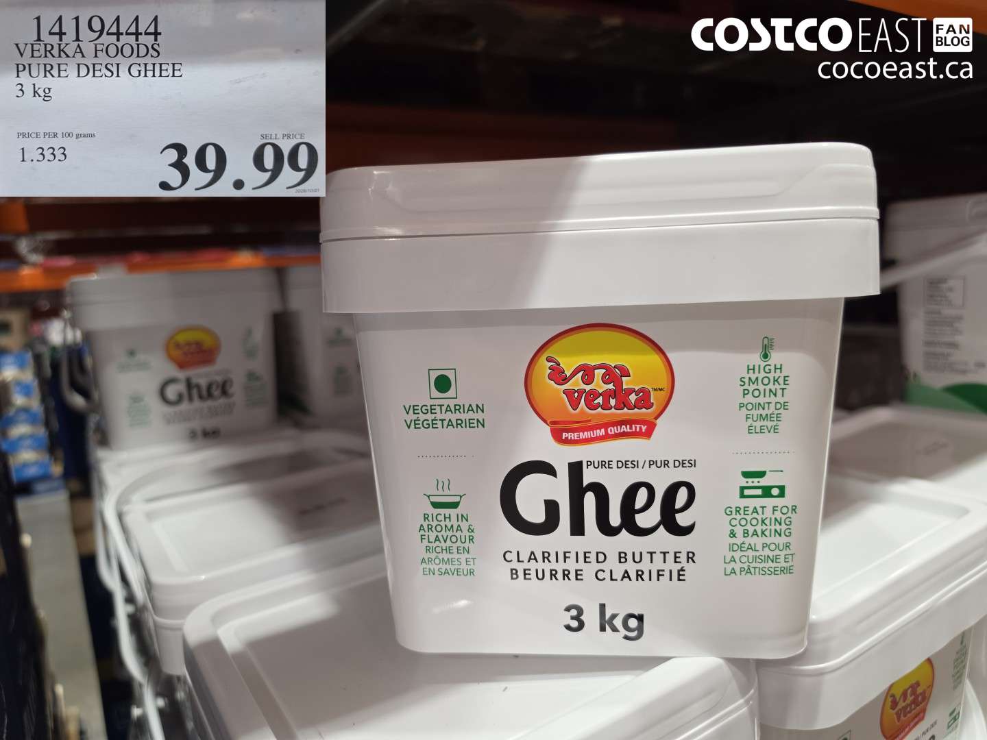 1419444 VERKA FOODS PURE DESI GHEE 3 KG $39.99
