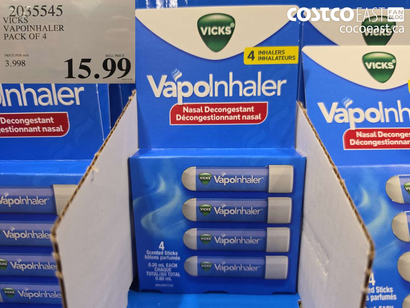 2035545 VICKS VAPOINHALER PACK OF 4 $15.99
