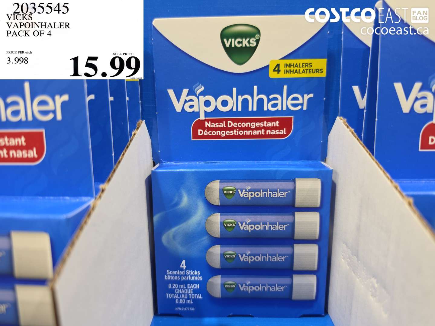 2035545 VICKS VAPOINHALER PACK OF 4 $15.99
