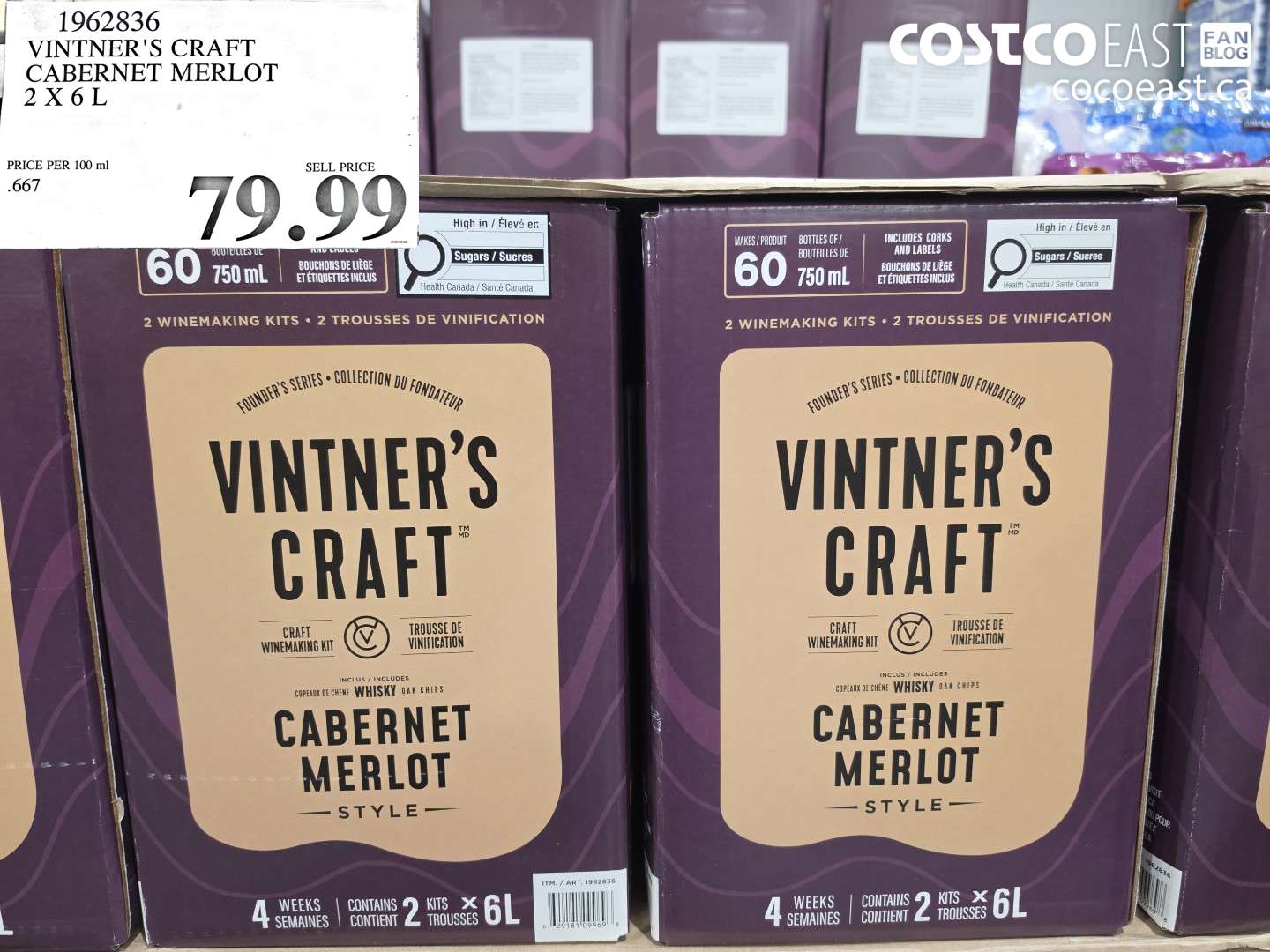 1962836 VINTNER'S CRAFT CABERNET MERLOT 2 X 6 L $79.99