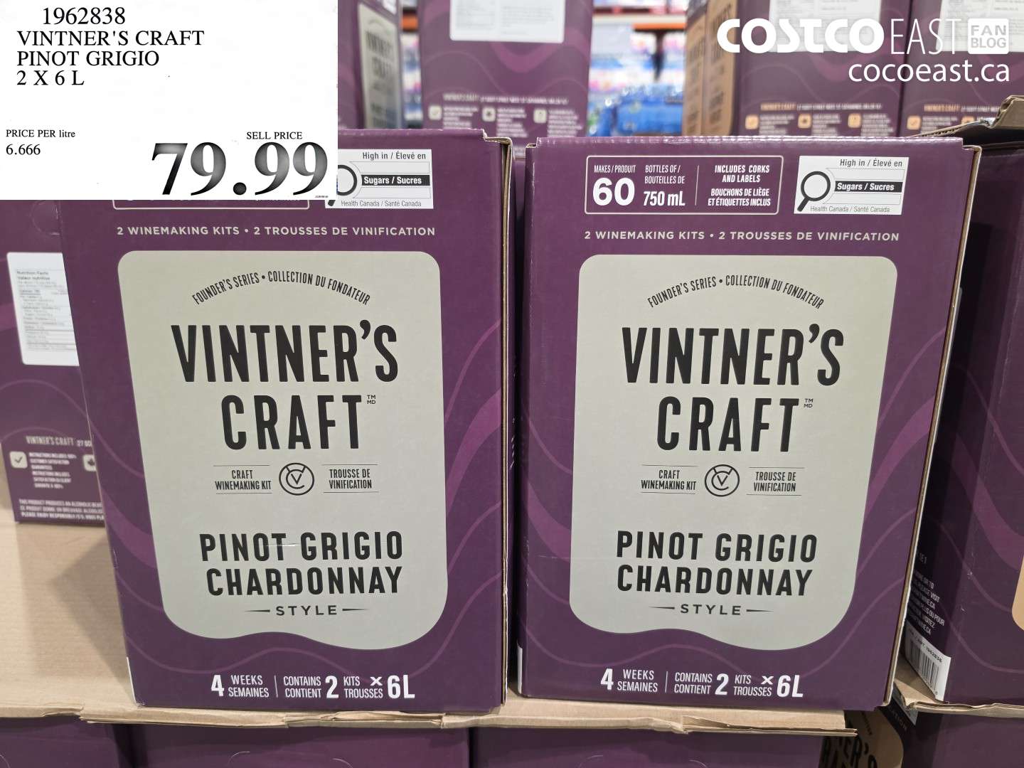 1962838 VINTNER'S CRAFT PINOT GRIGIO 2 X 6 L $79.99