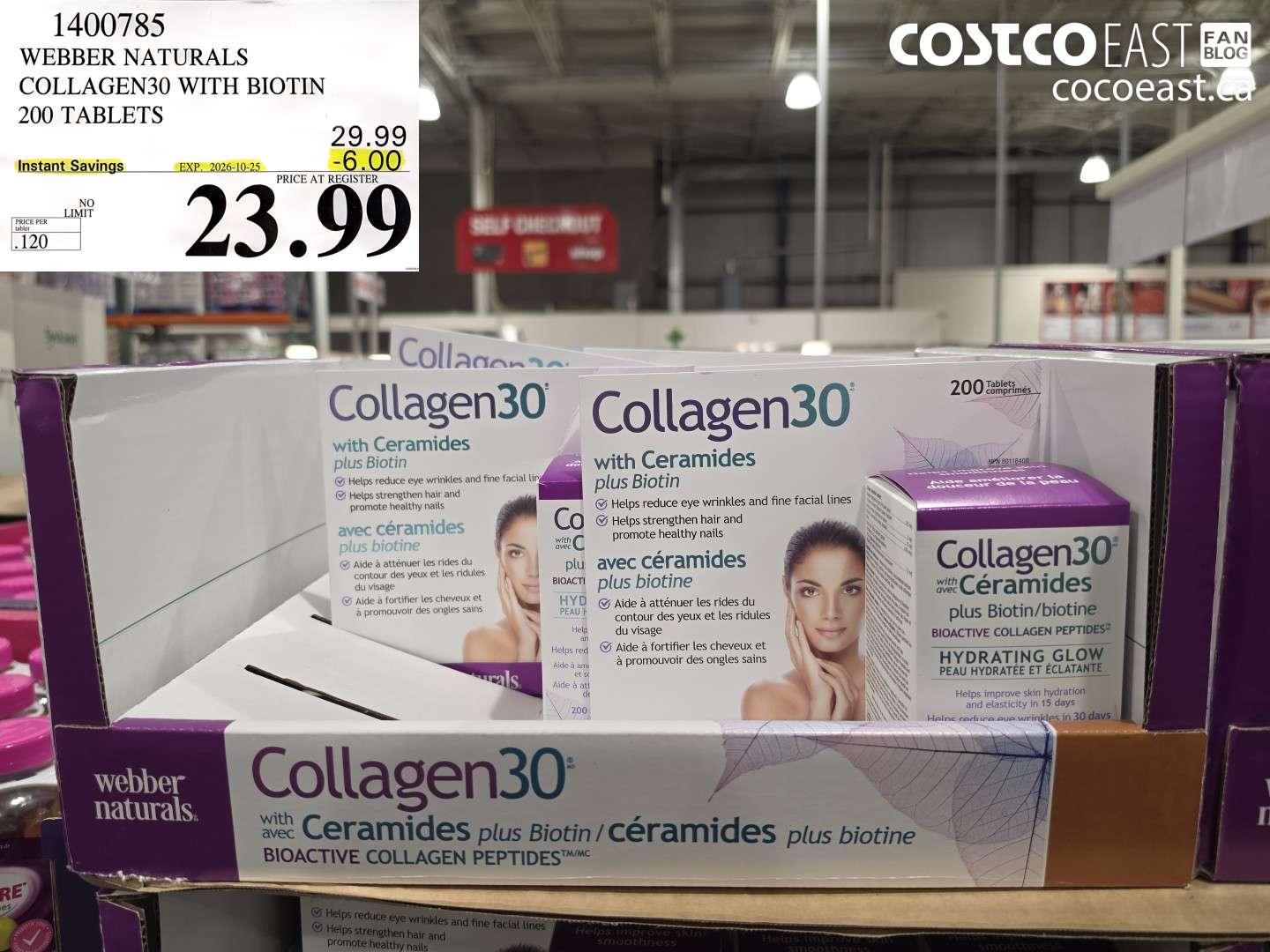 1400785 WEBBER NATURALS COLLAGEN30 WITH BIOTIN 200 TABLETS ($6.00 INSTANT SAVINGS EXPIRES ON 2026-10-25) $23.99