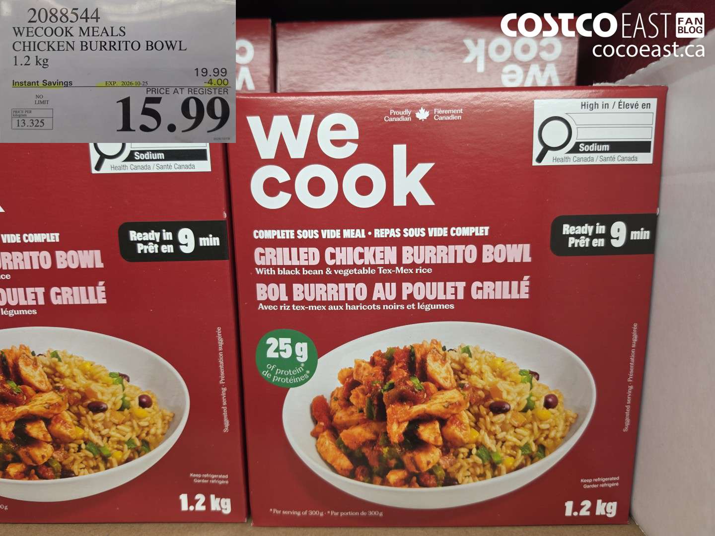 2088544 WECOOK MEALS CHICKEN BURRITO BOWL 1.2 KG ($4.00 INSTANT SAVINGS EXPIRES ON 2026-10-25) $15.99