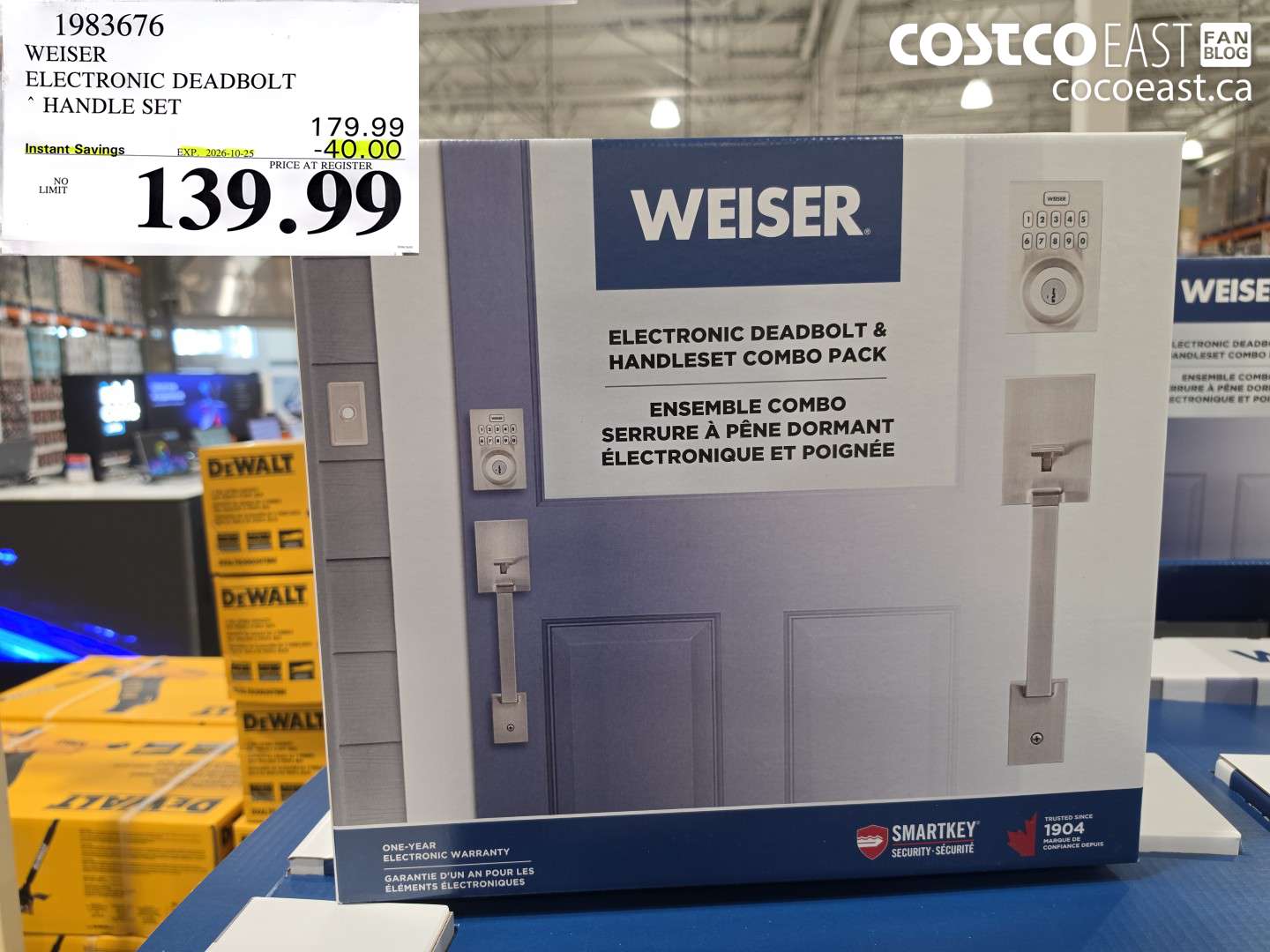 1983676 WEISER ELECTRONIC DEADBOLT HANDLE SET ($40.00 INSTANT SAVINGS EXPIRES ON 2026-10-25) $139.99