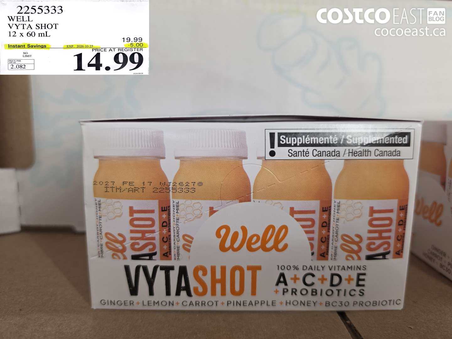2255333 WELL VYTA SHOT 12 X 60 ML ($5.00 INSTANT SAVINGS EXPIRES ON 2026-10-25) $14.99