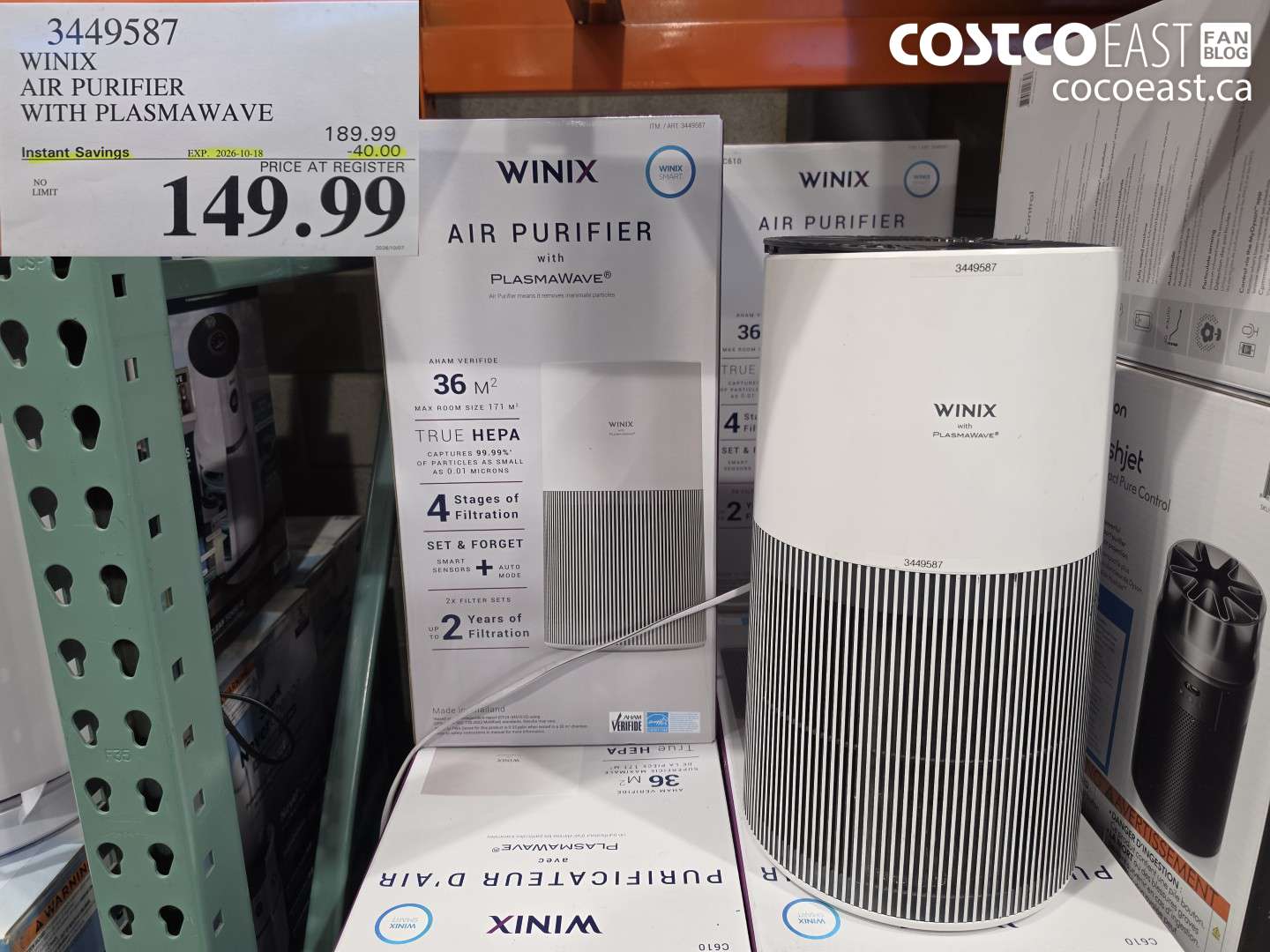 3449587 WINIX AIR PURIFIER WITH PLASMAWAVE ($40.00 INSTANT SAVINGS EXPIRES ON 2026-10-18) $149.99