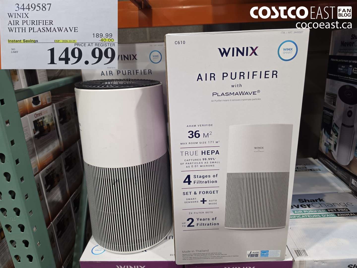 3449587 WINIX AIR PURIFIER WITH PLASMAWAVE ($40.00 INSTANT SAVINGS EXPIRES ON 2026-10-25) $149.99