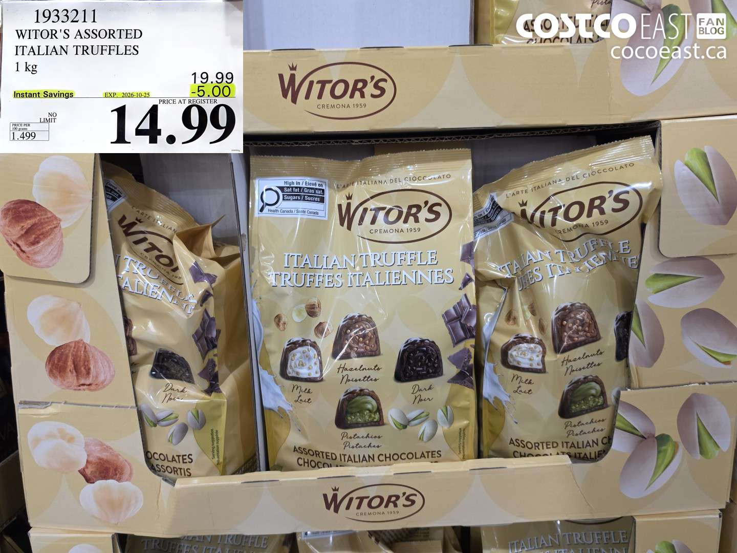 1933211 WITOR'S ASSORTED ITALIAN TRUFFLES 1 KG ($5.00 INSTANT SAVINGS EXPIRES ON 2026-10-25) $14.99