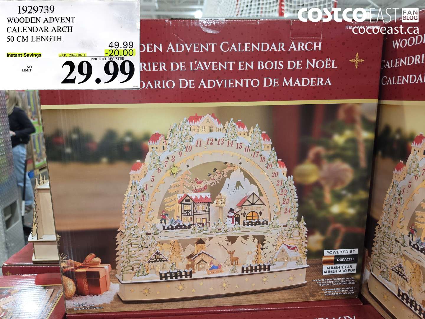 1929739 WOODEN ADVENT CALENDAR ARCH 50 CM LENGTH ($20.00 INSTANT SAVINGS EXPIRES ON 2026-10-11) $29.99