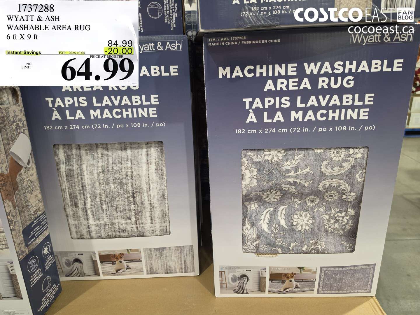1737288 WYATT & ASH WASHABLE AREA RUG 6 FT X 9 FT ($20.00 INSTANT SAVINGS EXPIRES ON 2026-10-04) $64.99