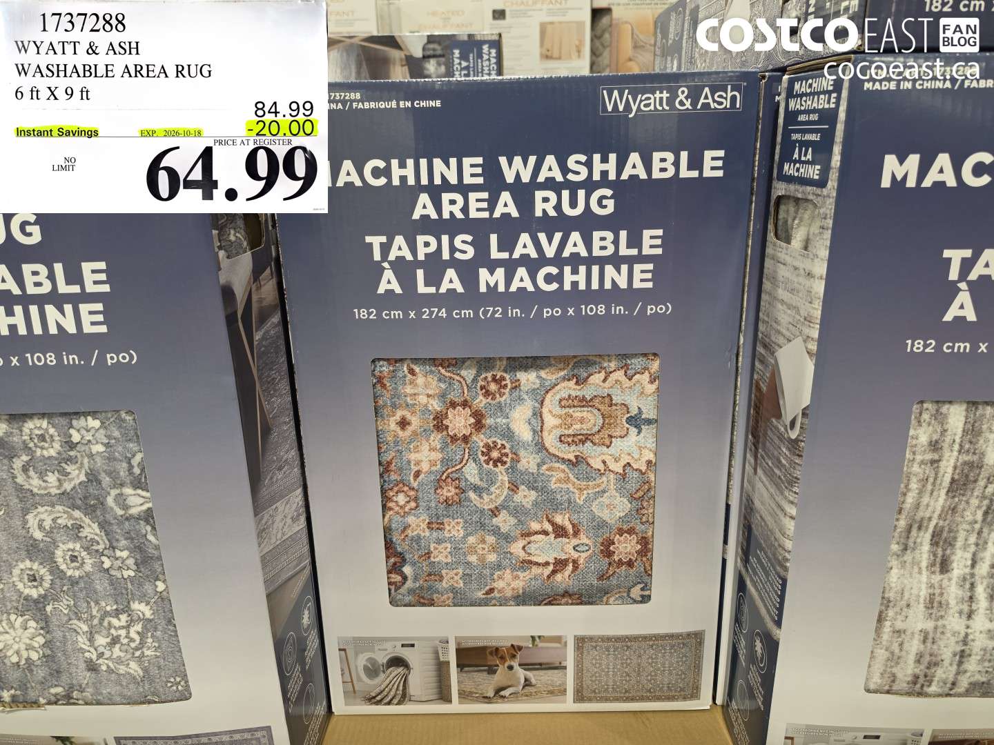 1737288 WYATT & ASH WASHABLE AREA RUG 6 FT X 9 FT ($20.00 INSTANT SAVINGS EXPIRES ON 2026-10-18) $64.99