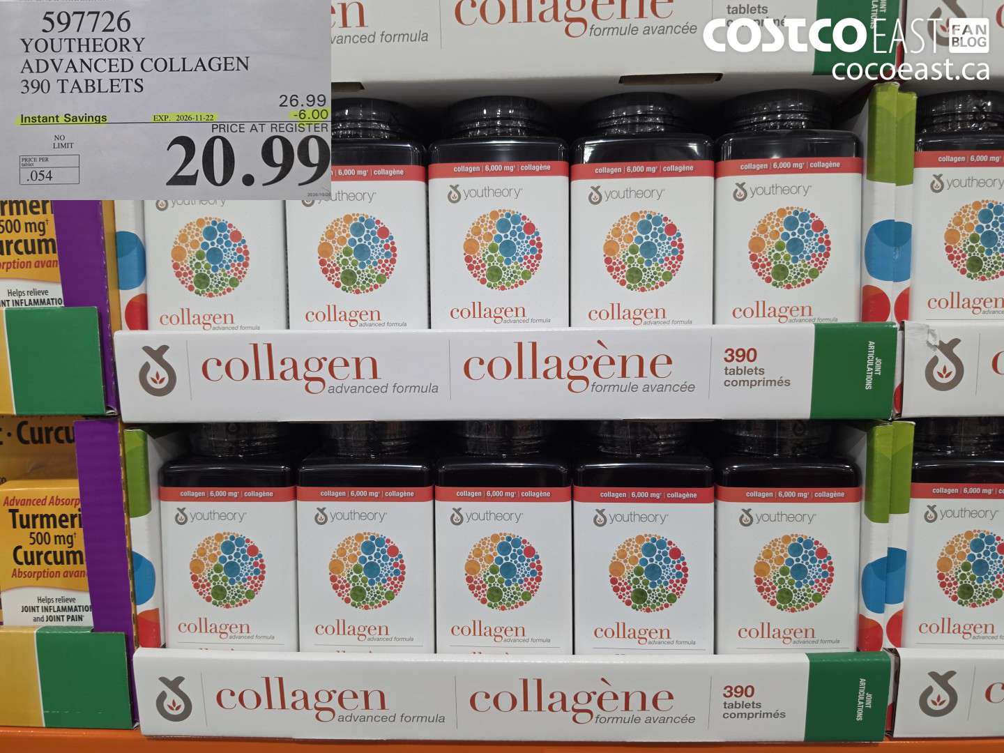 597726 YOUTHEORY ADVANCED COLLAGEN 390 TABLETS ($6.00 INSTANT SAVINGS EXPIRES ON 2026-11-22) $20.99