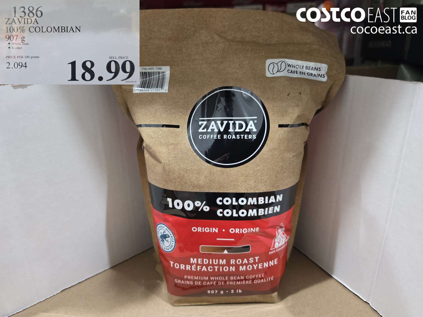 1386 ZAVIDA 100% COLOMBIAN 907 G $18.99