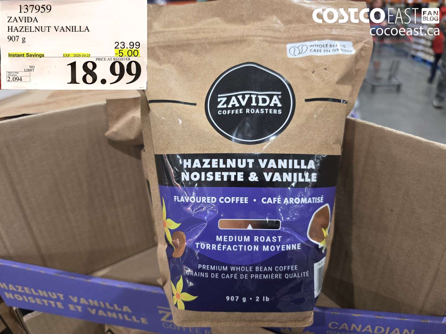 137959 ZAVIDA HAZELNUT VANILLA 907 G ($5.00 INSTANT SAVINGS EXPIRES ON 2026-10-25) $18.99