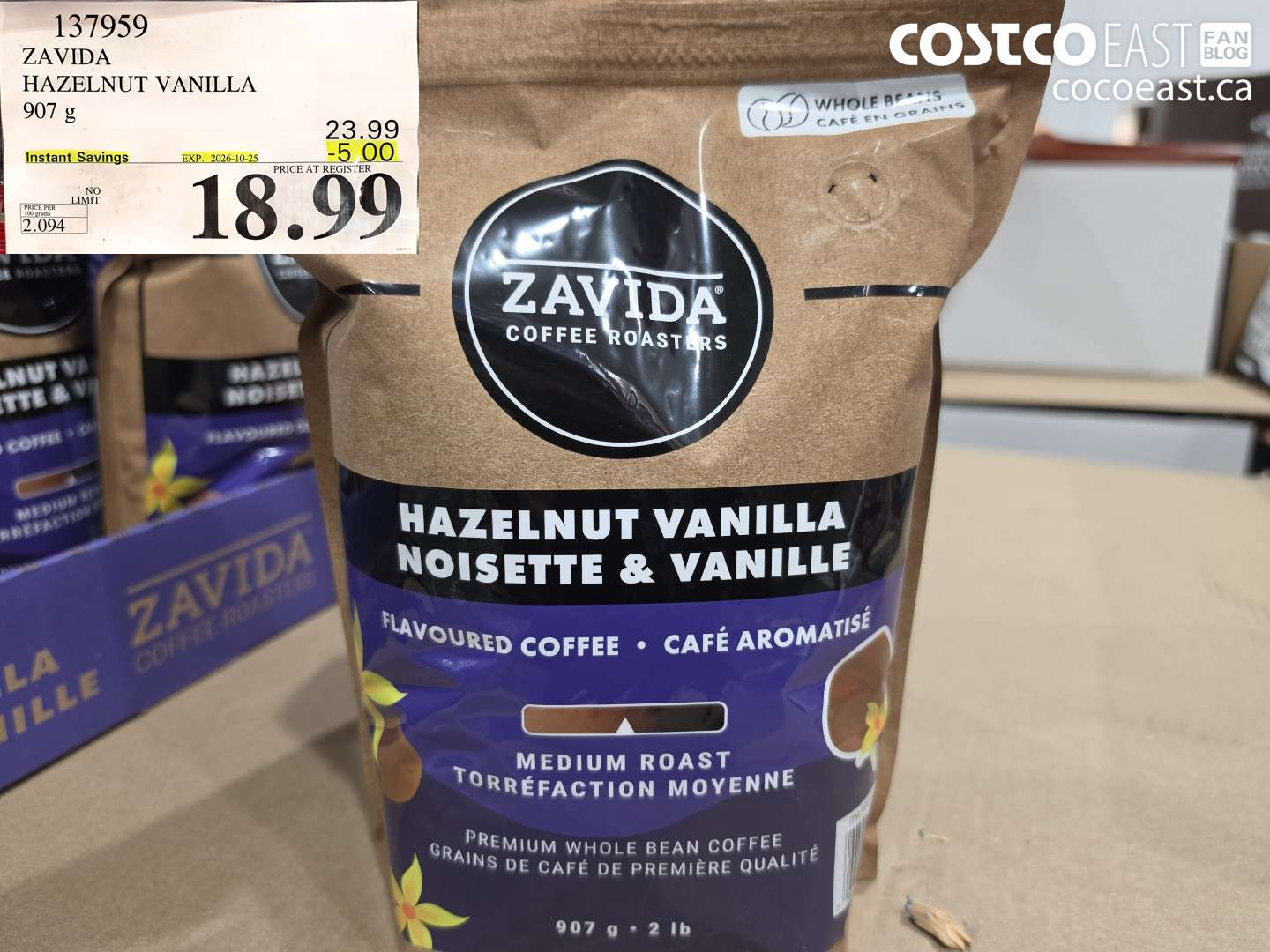 137959 ZAVIDA HAZELNUT VANILLA 907 G ($5.00 INSTANT SAVINGS EXPIRES ON 2026-10-25) $18.99
