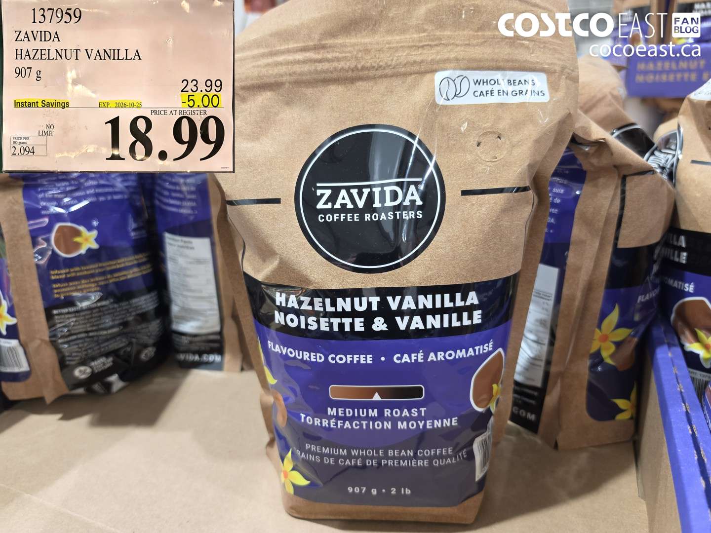 137959 ZAVIDA HAZELNUT VANILLA 907 G ($5.00 INSTANT SAVINGS EXPIRES ON 2026-10-25) $18.99
