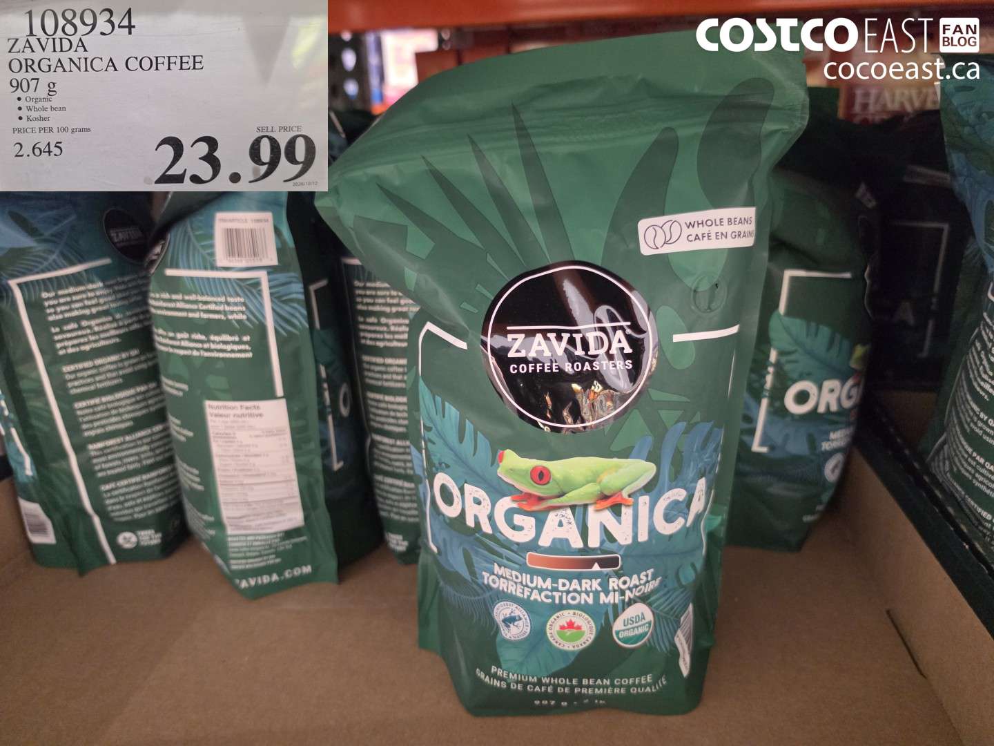 108934 ZAVIDA ORGANICA COFFEE 907 G $23.99