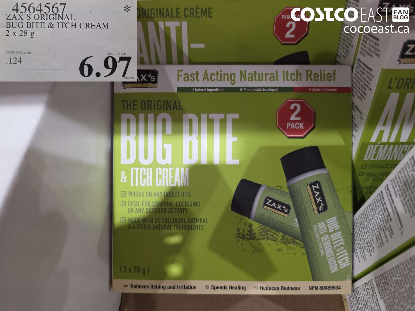 4564567 ZAX'S ORIGINAL BUG BITE & ITCH CREAM 2 X 28 G $6.97