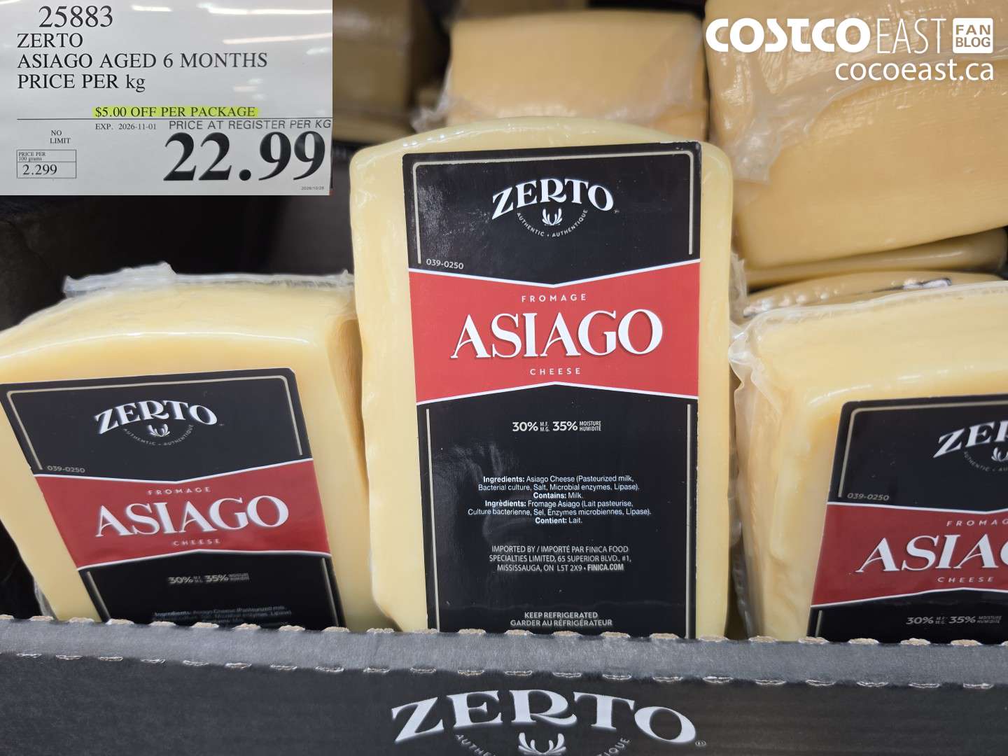 25883 ZERTO ASIAGO AGED 6 MONTHS PRICE PER KG ($5.00 INSTANT SAVINGS EXPIRES ON 2026-11-01) $22.99