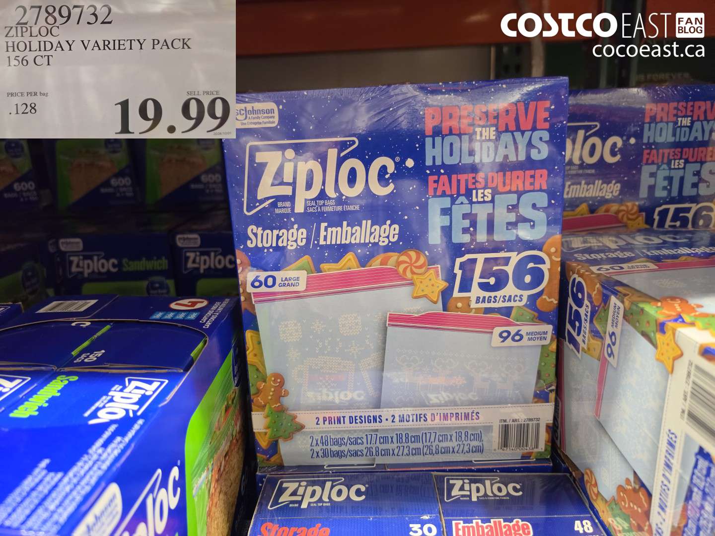 2789732 ZIPLOC HOLIDAY VARIETY PACK 156 CT $19.99