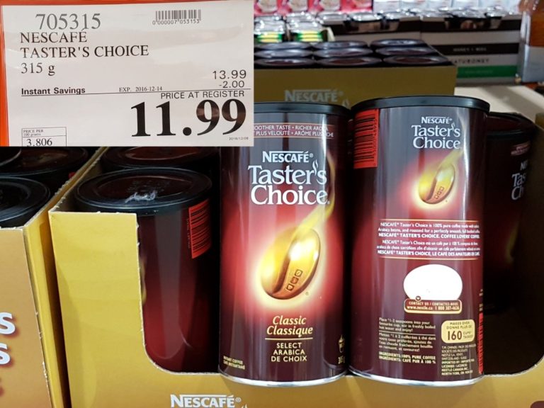 705315 NESCAFE TASTER S CHOICE 315 g 2 00 INSTANT SAVINGS EXPIRES ON 2016 12 14 11 99 Costco