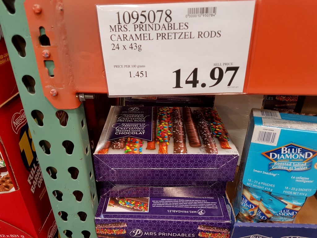 1095078 MRS PRINDABLES CARAMEL PRETZEL RODS 24 X 43G 14 97 Costco