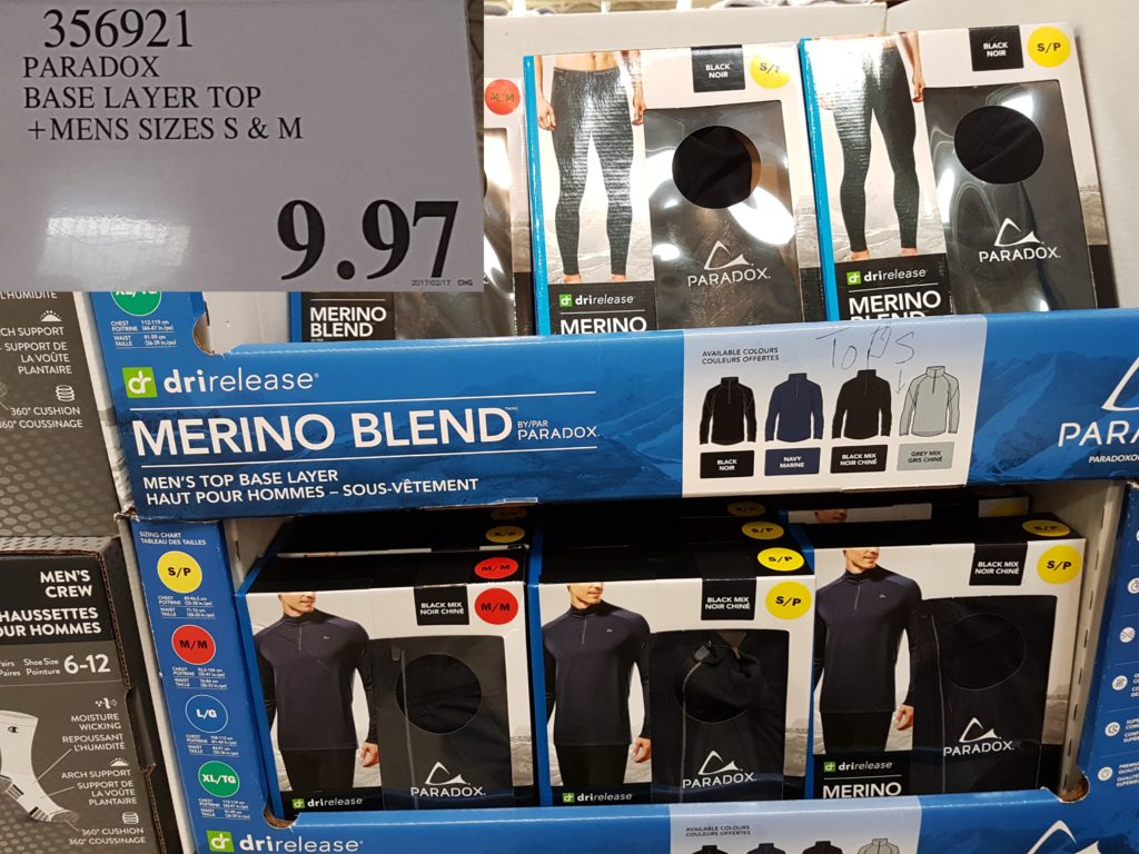 356921 PARADOX BASE LAYER TOP MENS SIZES S M 9 97 Costco East Fan Blog
