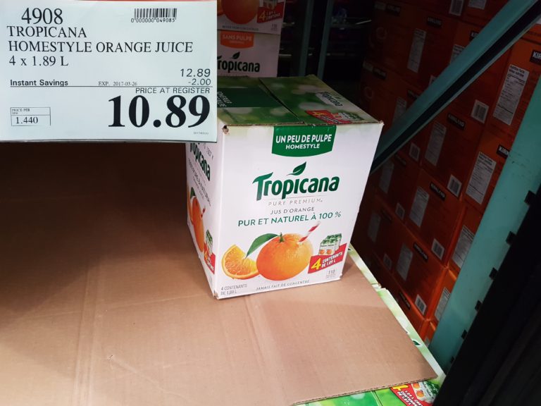 4908 TROPICANA HOMESTYLE ORANGE JUICE 4 X 1 89 L 2 00 INSTANT SAVINGS