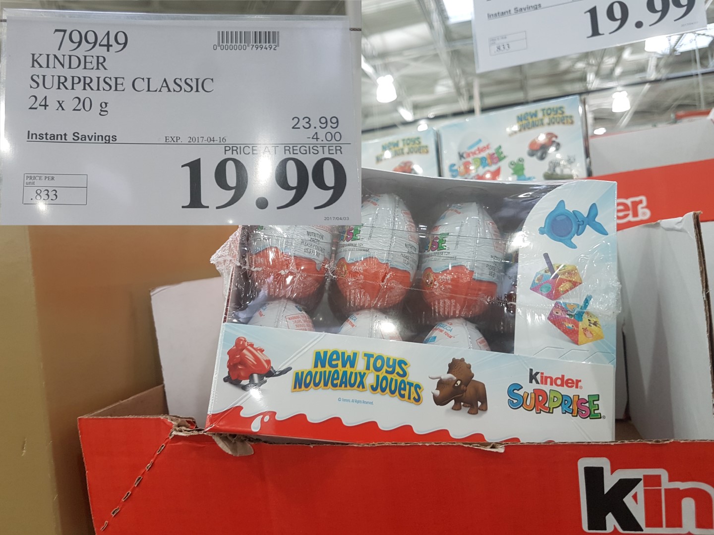 79949 KINDER SURPRISE CLASSIC 24 X 20 G 4 00 INSTANT SAVINGS EXPIRES ON 79949 KINDER SURPRISE CLASSIC 24 X 20 G 4 00 INSTANT SAVINGS EXPIRES ON