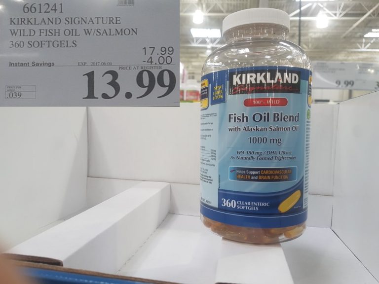 661241 KIRKLAND SIGNATURE WILD FISH OIL W SALMON 360 SOFTGELS 4 00